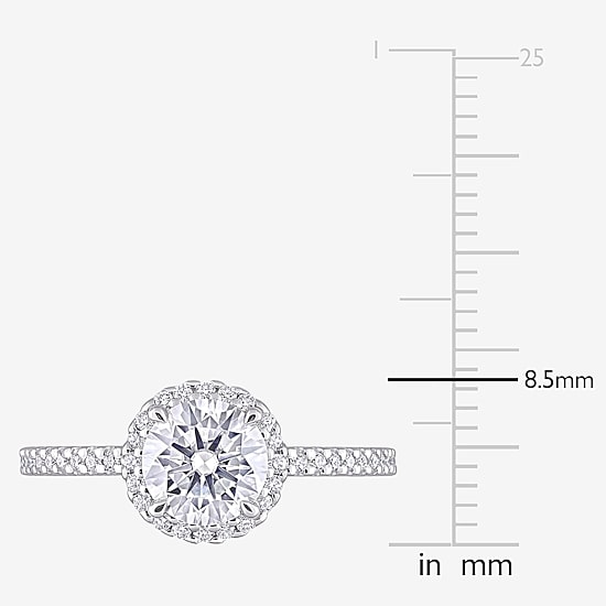 Womens 1 1/4 CT. T.W. Lab Created White Moissanite Sterling Silver Halo Engagement Ring