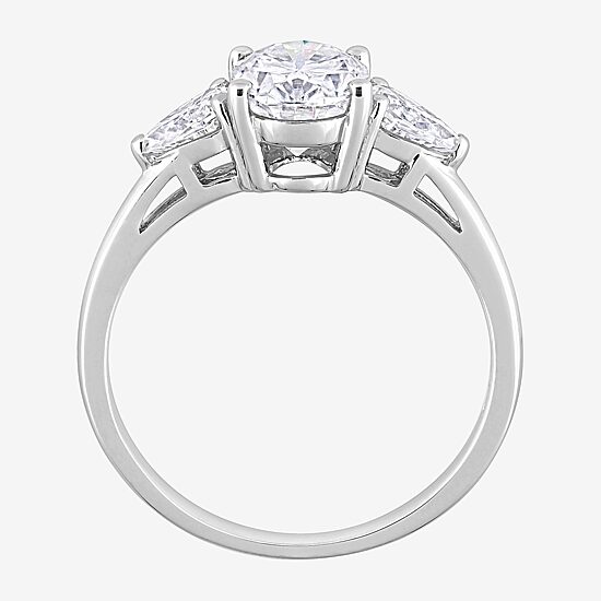 Womens 1 3/4 CT. T.W. Lab Created White Moissanite Sterling Silver 3-Stone Engagement Ring
