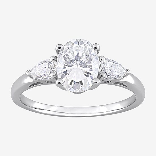 Womens 1 3/4 CT. T.W. Lab Created White Moissanite Sterling Silver 3-Stone Engagement Ring