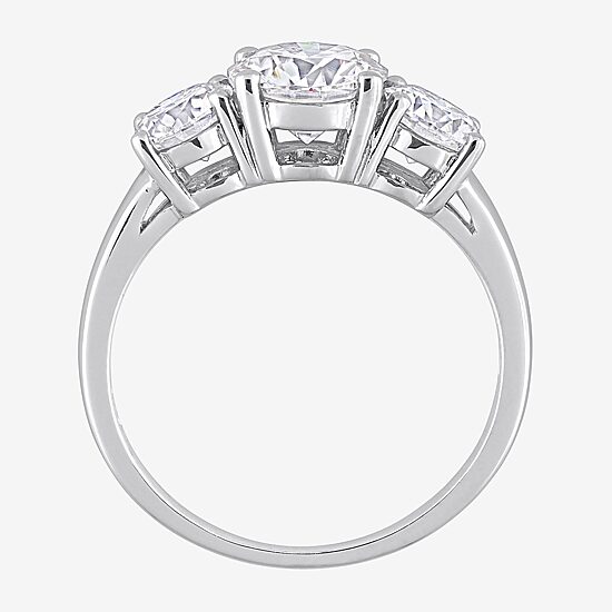 Womens 2 1/4 CT. T.W. Lab Created White Moissanite Sterling Silver 3-Stone Engagement Ring