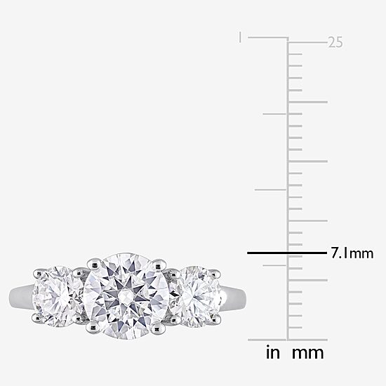 Womens 2 1/4 CT. T.W. Lab Created White Moissanite Sterling Silver 3-Stone Engagement Ring
