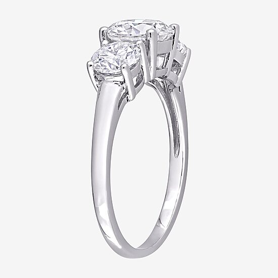 Womens 2 1/4 CT. T.W. Lab Created White Moissanite Sterling Silver 3-Stone Engagement Ring