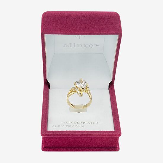 Sparkle Allure Womens Cubic Zirconia 14K Gold Over Brass Round Bypass  Engagement Ring