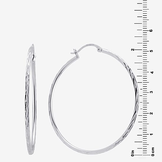 Womens Sterling Silver 53mm Round Hoop Earrings