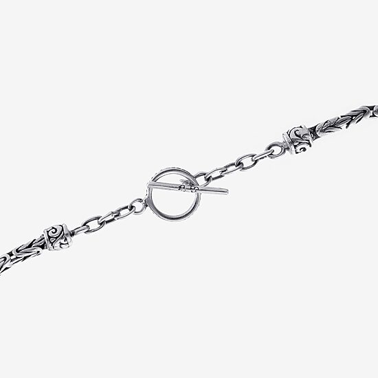 Bali Inspired Womens Sterling Silver Charm Bracelet