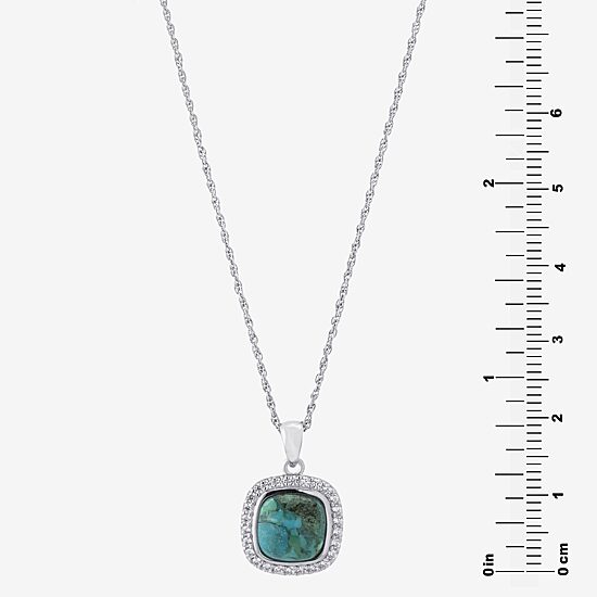 Womens Blue Turquoise Sterling Silver 18 Inch Pendant Necklace
