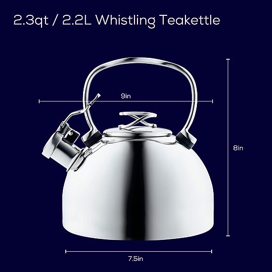 Circulon Enamel On Steel 2-Qt. Whistling Induction Tea Kettle with Flip-Up Spout