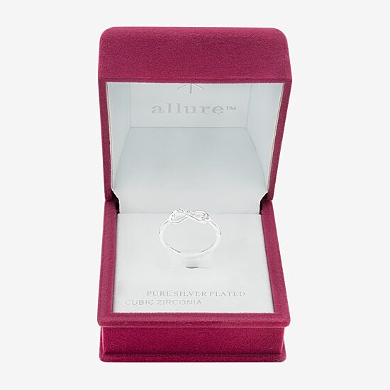 Sparkle Allure Delicate Stackable Womens Cubic Zirconia Pure Silver Over Brass Infinity Delicate Band