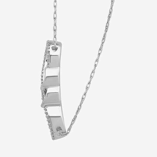 Hallmark Diamonds Womens 1/10 CT. T.W. Natural White Diamond Sterling Silver Heart Infinity 18 Inch Pendant Necklace
