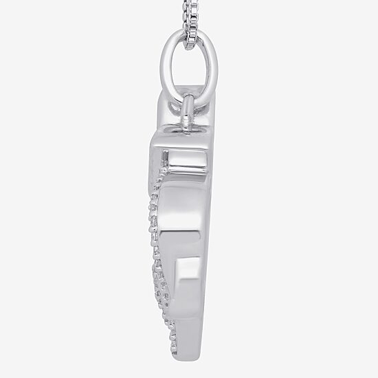 Hallmark Diamonds Mother And Baby Elephant Womens 1/10 CT. T.W. Natural White Diamond Sterling Silver Heart 18 Inch Pendant Necklace