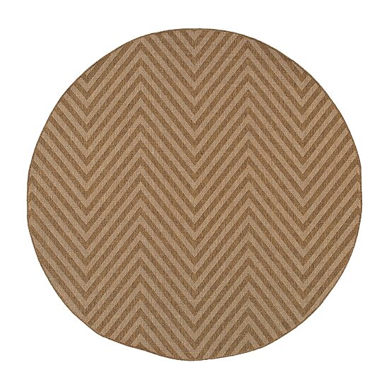 Covington Home Kehlani Chevron Stripe 7'10"X7'10" Indoor Outdoor Round Area Rug