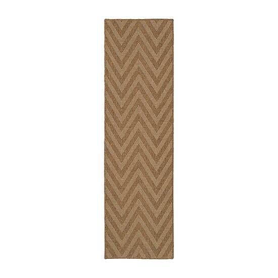 Covington Home Kehlani Chevron Stripe 2'3"X7'6" Indoor Outdoor Rectangular Runner