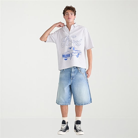 AEROPOSTALE Ford Mens Short Sleeve Boxy Fit Button-Down Shirt