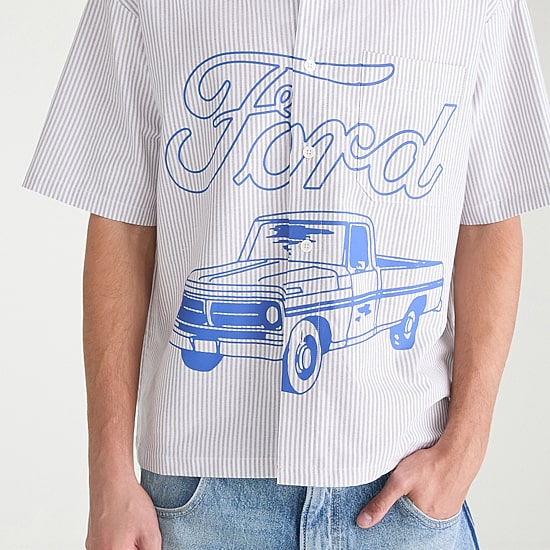 AEROPOSTALE Ford Mens Short Sleeve Boxy Fit Button-Down Shirt