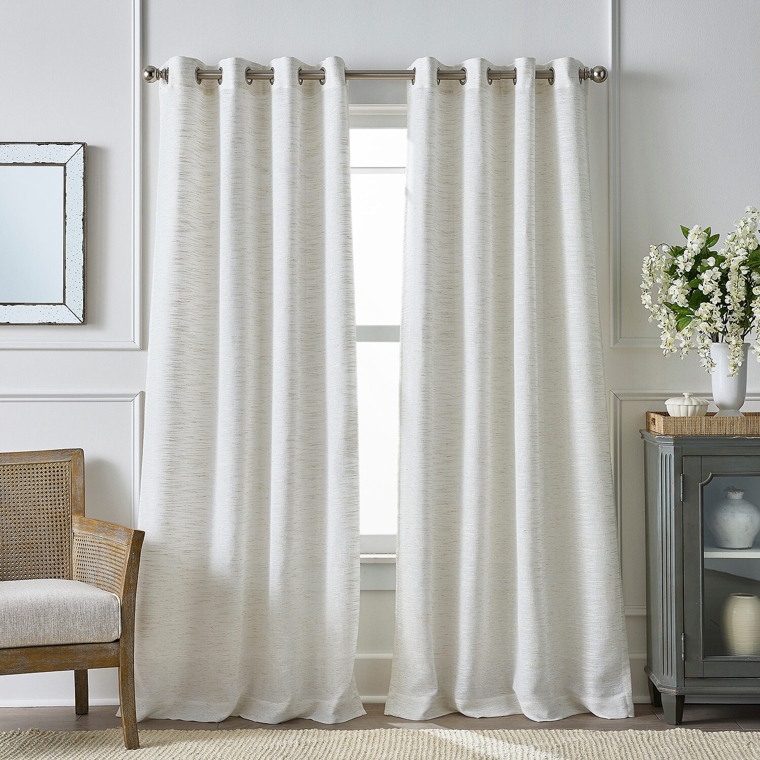 Martha Stewart Harmony Grommet Top Sheer Single Curtain Panel