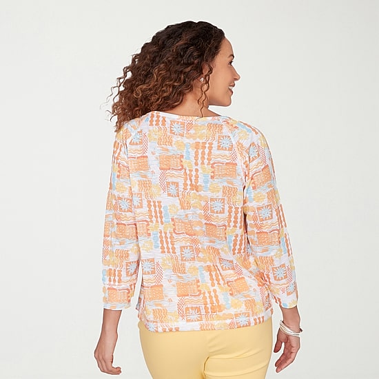 Hearts Of Palm Womens Keyhole Neck 3/4 Sleeve Blouse