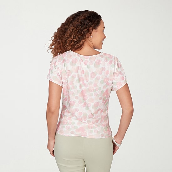 Hearts Of Palm Womens Keyhole Neck Short Sleeve Blouse