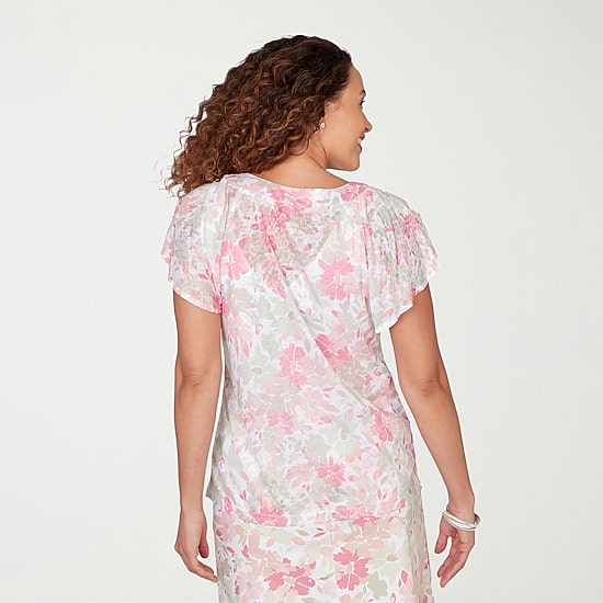 Hearts Of Palm Womens Keyhole Neck Short Sleeve Lined Blouse