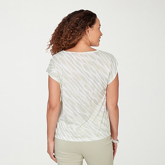 Hearts Of Palm Womens Keyhole Neck Short Sleeve Embellished Blouse