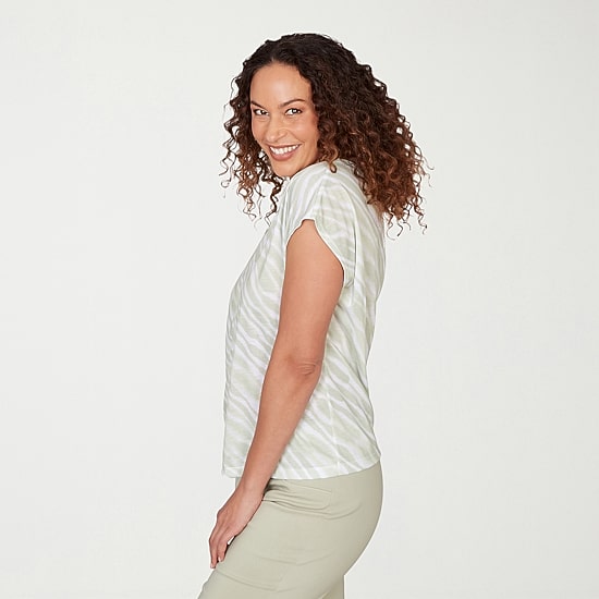 Hearts Of Palm Womens Keyhole Neck Short Sleeve Embellished Blouse