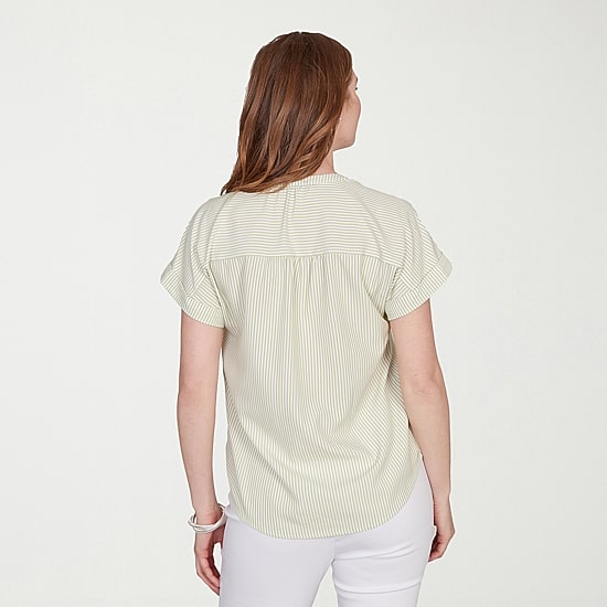 Hearts Of Palm Womens Split Crew Neck Short Sleeve Blouse