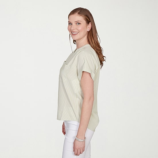 Hearts Of Palm Womens Split Crew Neck Short Sleeve Blouse