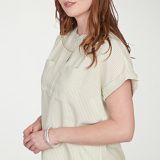Hearts Of Palm Womens Split Crew Neck Short Sleeve Blouse