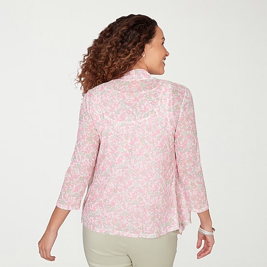 Hearts Of Palm Womens 3/4 Sleeve Open Front Cardigan