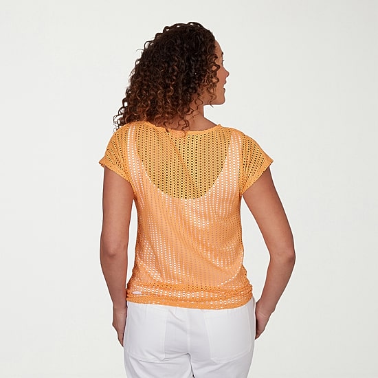 Hearts Of Palm Womens Keyhole Neck Short Sleeve Lined Blouse