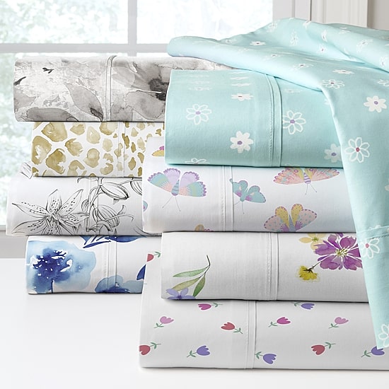 Pointehaven 200 Thread Count Crisp Printed Cotton Sheet Set