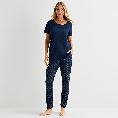 Liz Claiborne Womens Short Sleeve 2-pc. Pajama Set, Xx-large, Blue