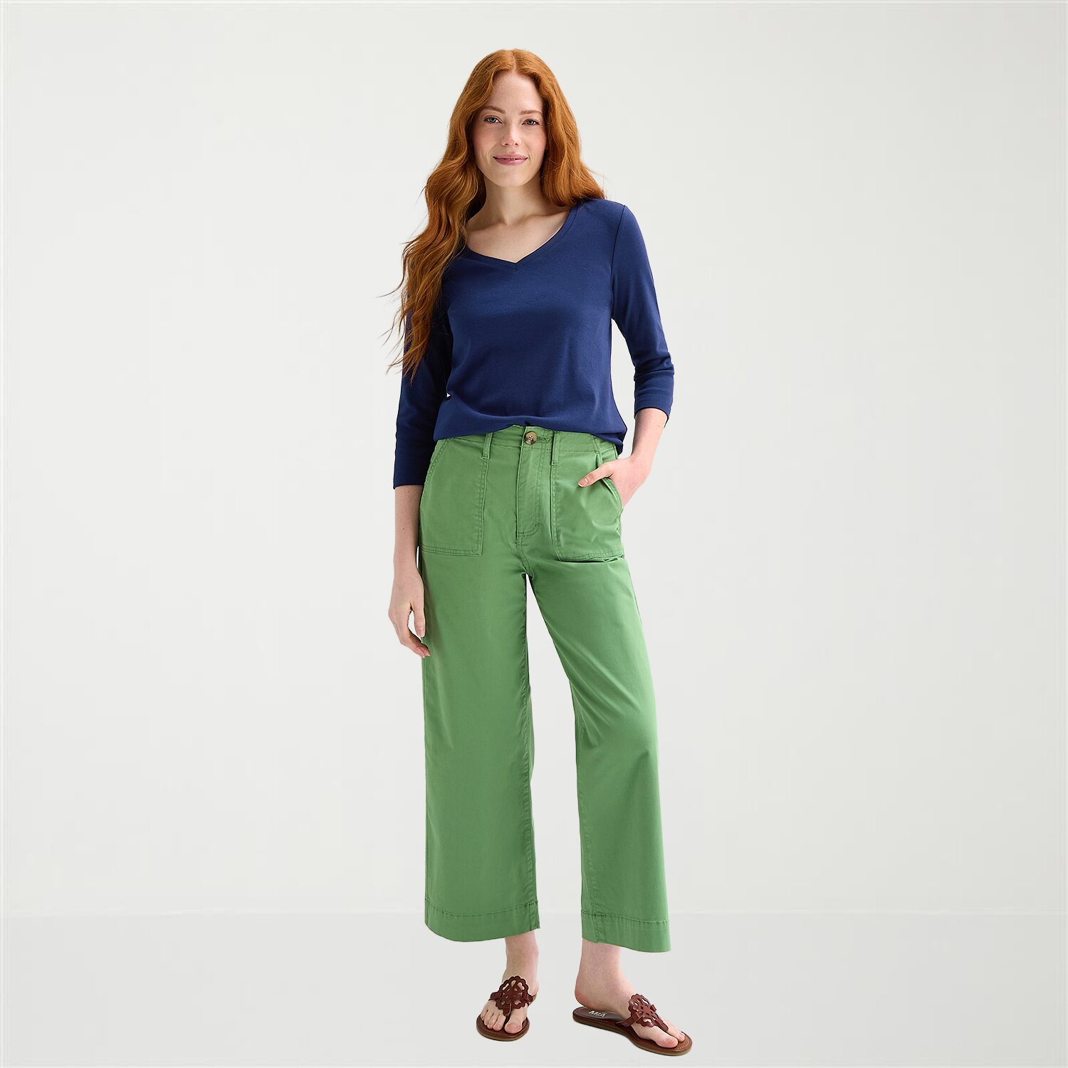 St. John's Bay Womens Tall Crew Neck 3/4 Sleeve T-Shirt