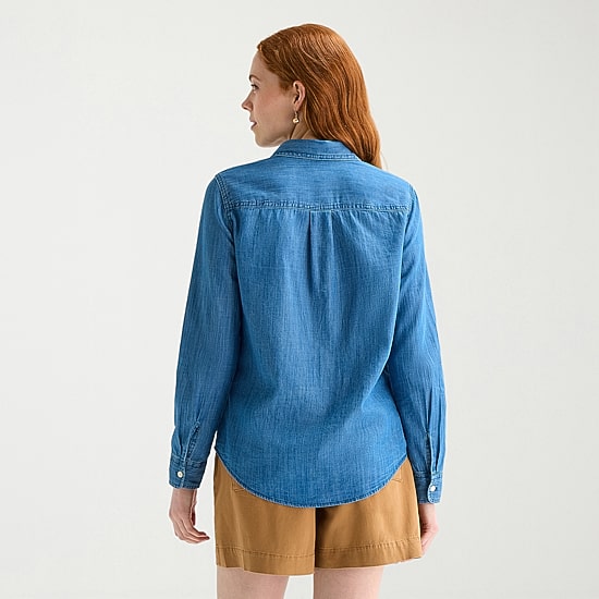 St. John's Bay Womens Tall Cuffed Long Sleeve Regular Fit Button-Down Shirt