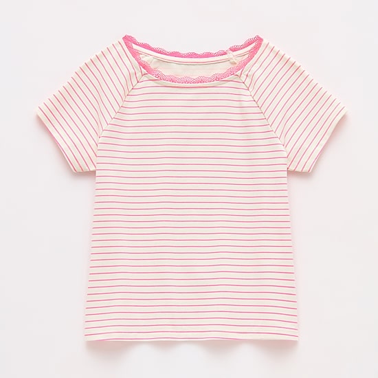 Thereabouts Little & Big Kid Girls Boat Neck Short Sleeve Lace Trim T-Shirt
