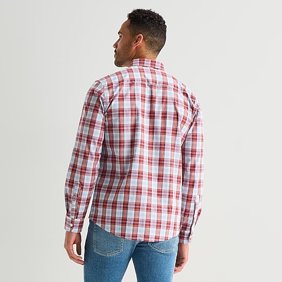 St. John's Bay Stretch Poplin Mens Long Sleeve Slim Fit Button-Down Shirt