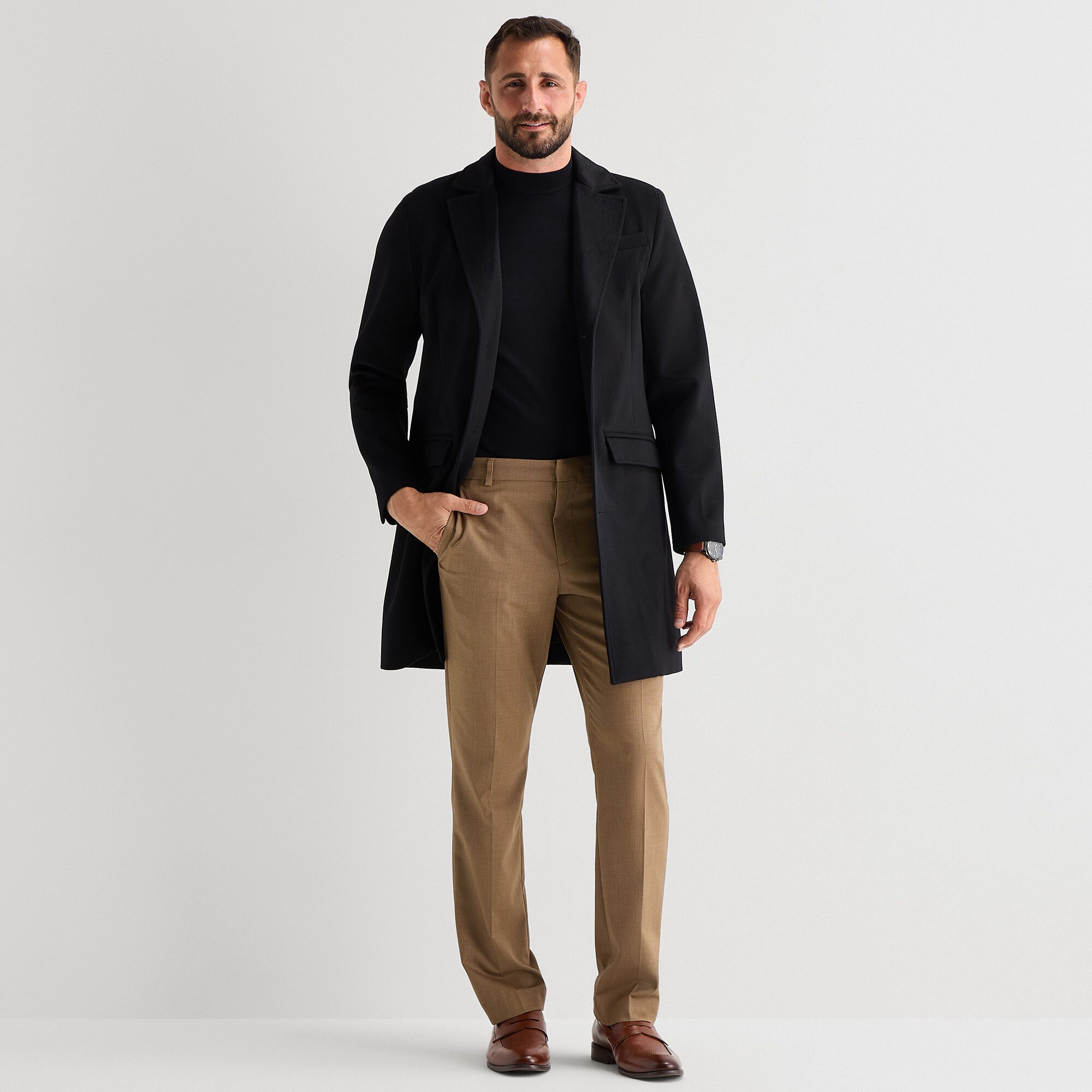 J. Ferrar Water Resistant Mens Midweight Topcoat Coat