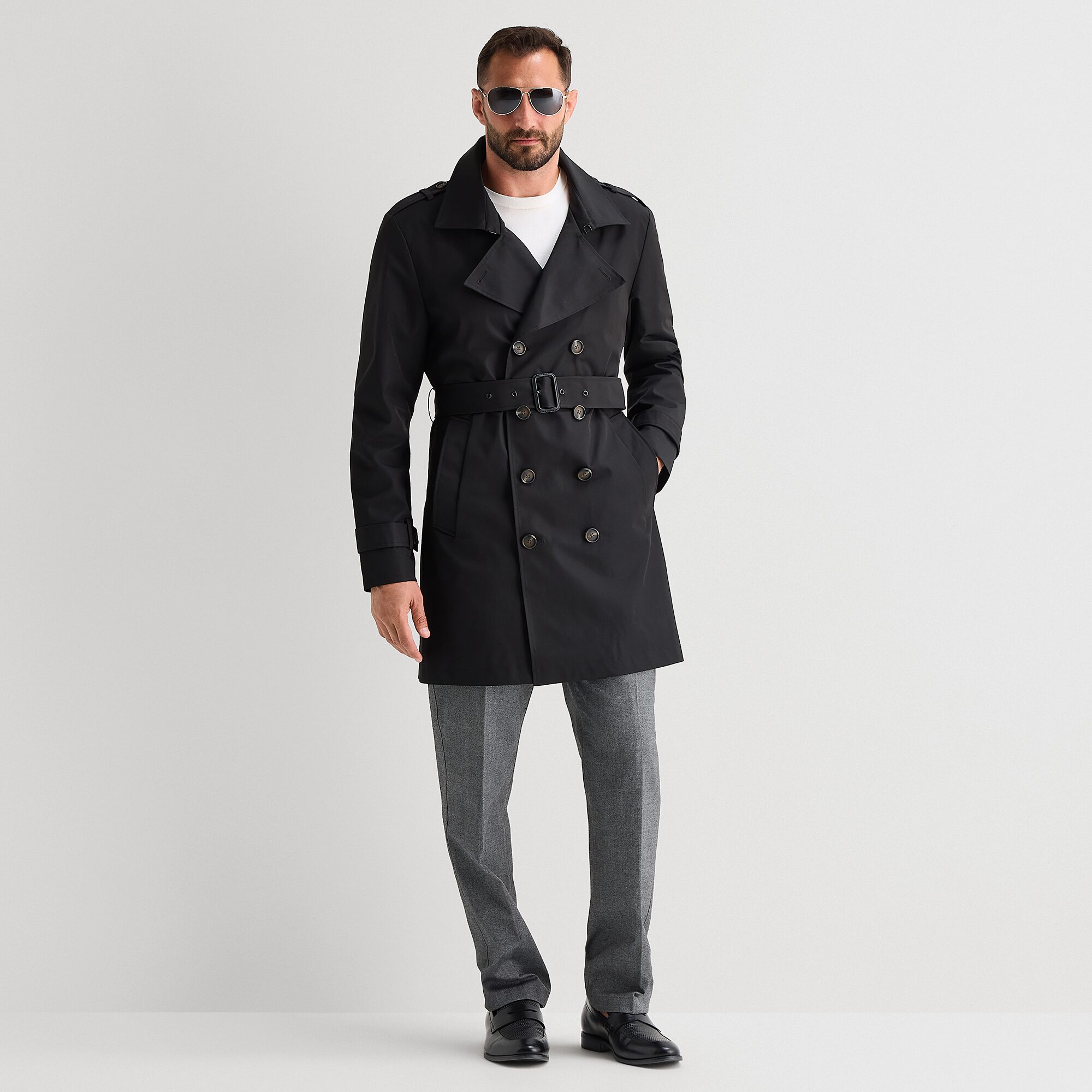 J. Ferrar Mens Water Resistant Midweight Trench Coat