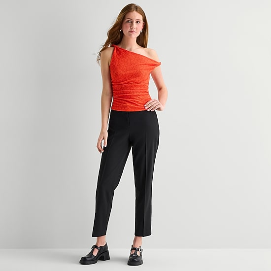 by&by Womens Juniors Asymmetrical Neck Sleeveless Tank Top