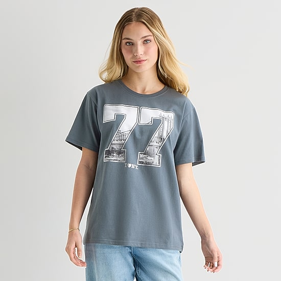 Grayson Threads, The Label New York Boyfriend Tee Womens Juniors Crew Neck Short Sleeve Loose Fit Graphic T-Shirt