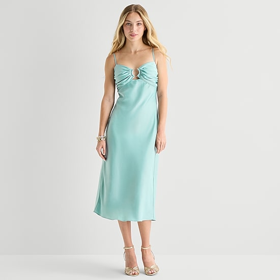 City Triangle Womens Juniors Sleeveless Slip Dress