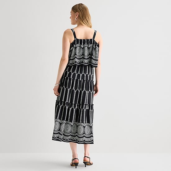 Melonie T Womens Square Neck Sleeveless Maxi Dress