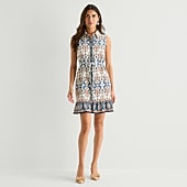 Be by CHETTA B Womens Sleeveless Floral Fit + Flare Dress