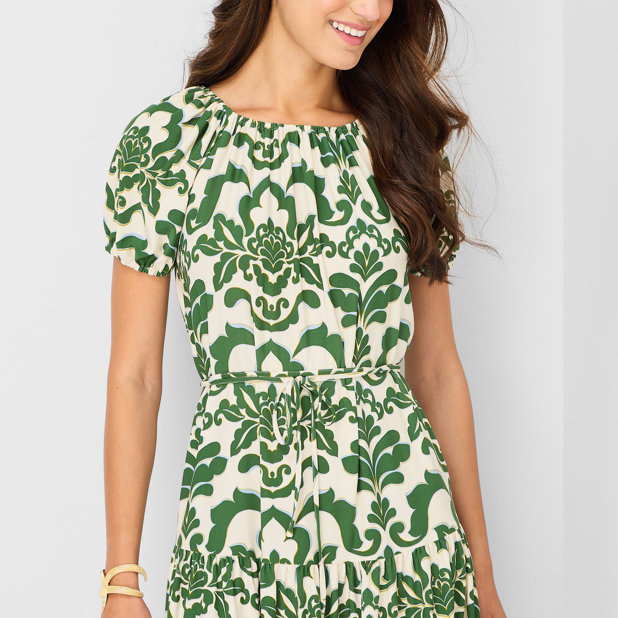 Danny & Nicole Womens Round Neck Short Sleeve Raglan Medallion Fit + Flare Dress