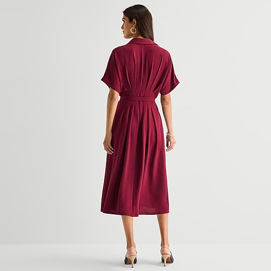 Rabbit Rabbit Rabbit Design Womens Short Sleeve Midi Shirt Dress