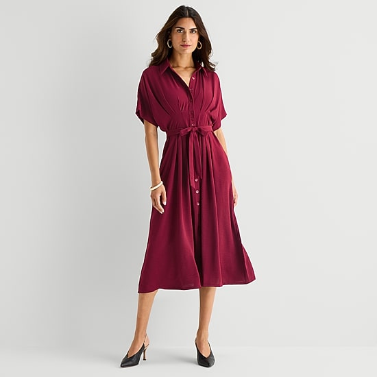Rabbit Rabbit Rabbit Design Womens Short Sleeve Midi Shirt Dress