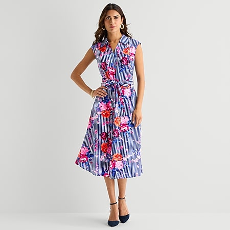 ivy & blue short sleeve fit flare dress Baltic Born Womens Ivy Short Dress | Blue + White