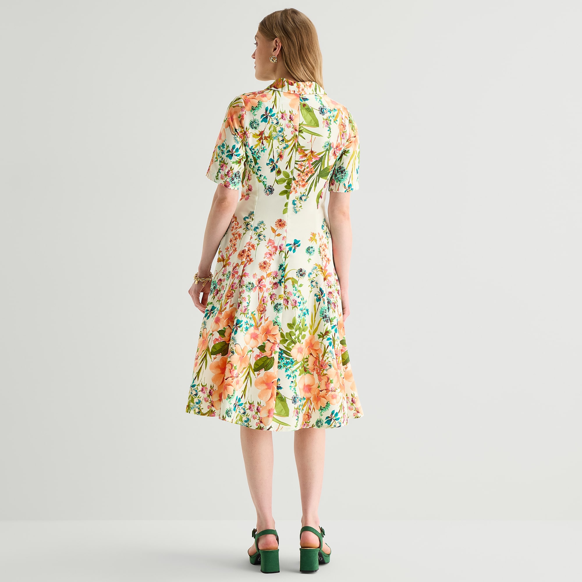 Danny & Nicole Womens Short Sleeve Midi Floral Shirt Dress