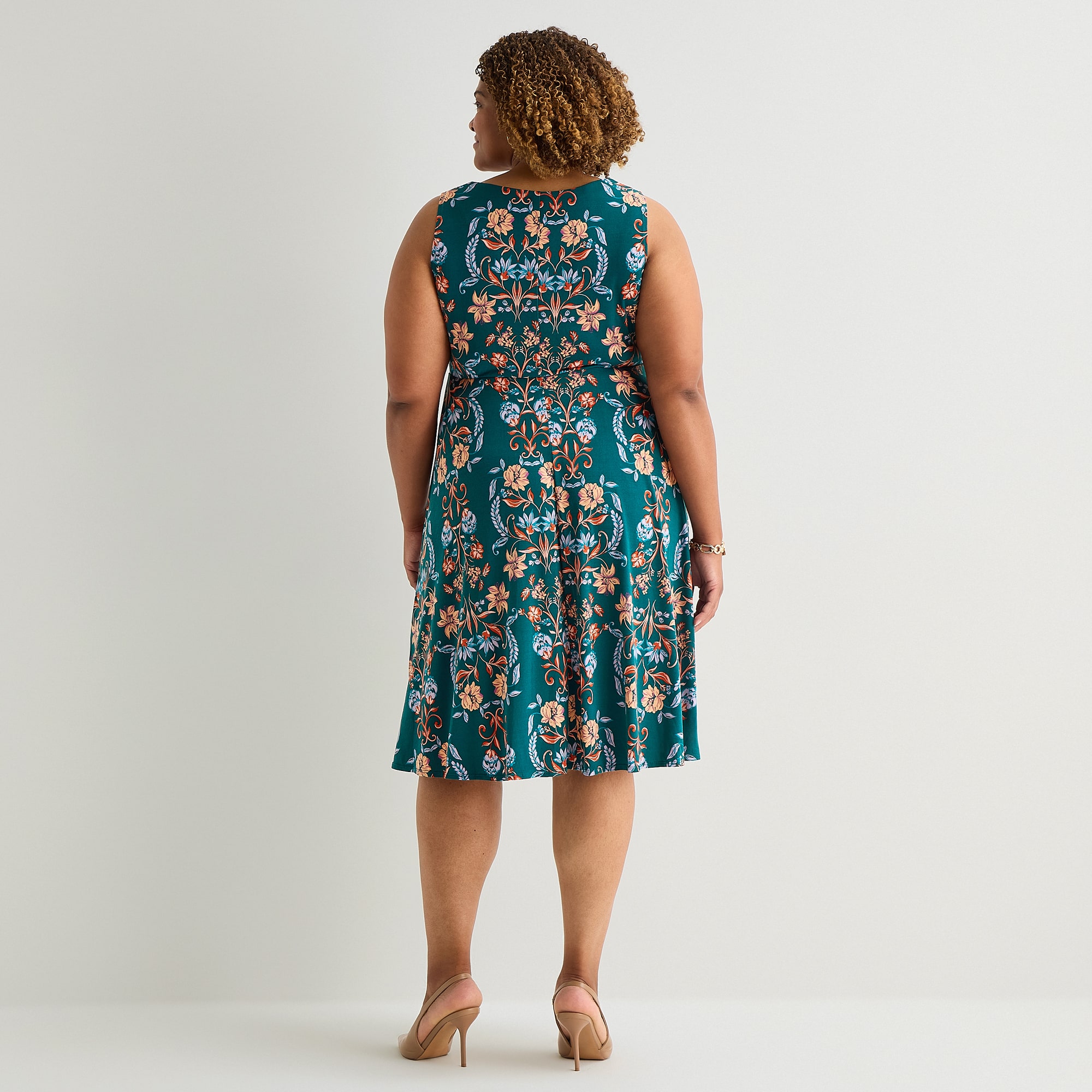 Danny & Nicole Womens Plus Midi Floral Jacket Dress