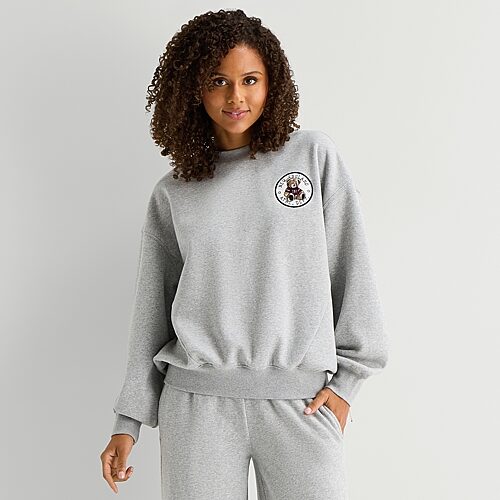 Arizona Womens Juniors Crew Neck Long Sleeve Sweatshirt In Gray