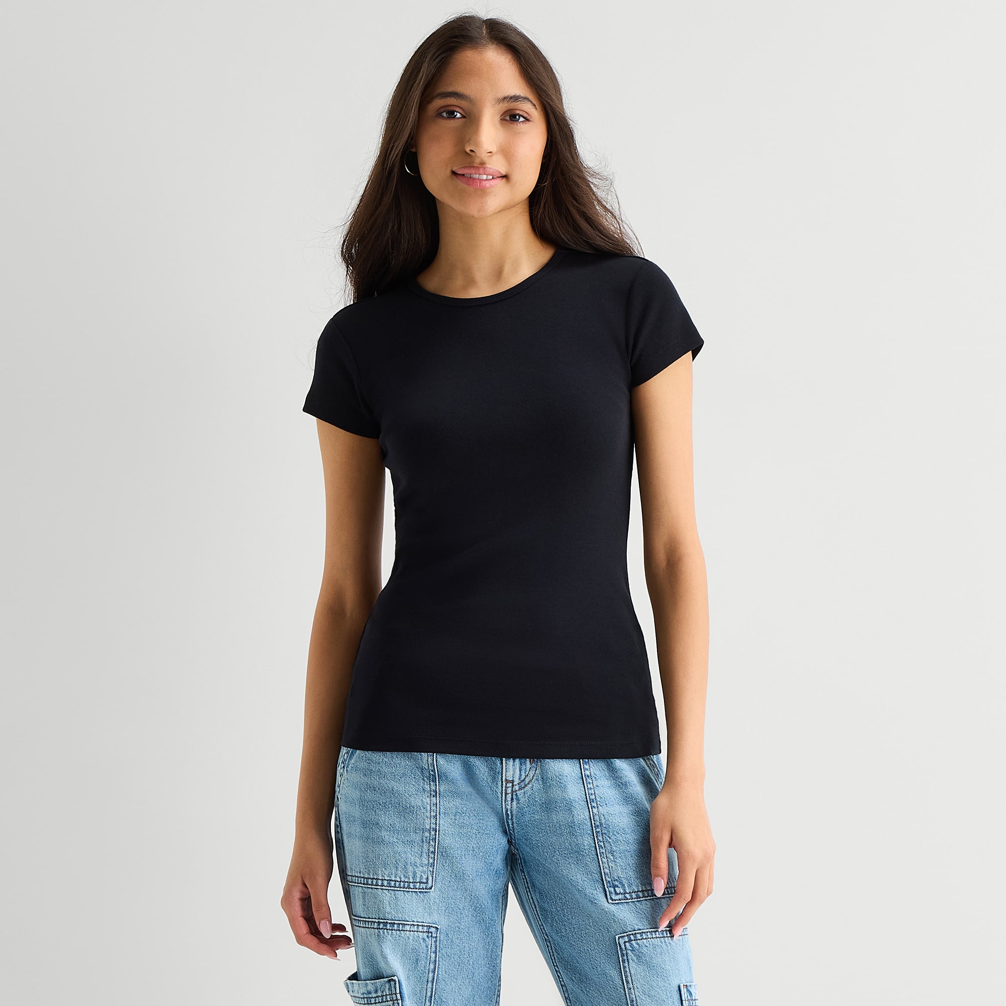 Arizona Womens Juniors Crew Neck Short Sleeve T-Shirt